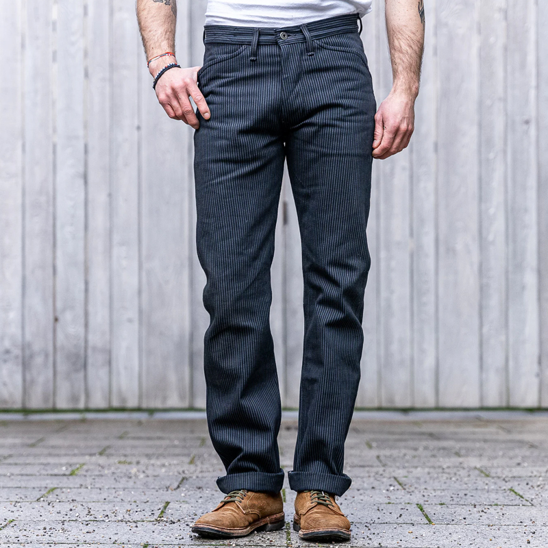 Men's 12oz Hickory Grey / Black Striped Trousers