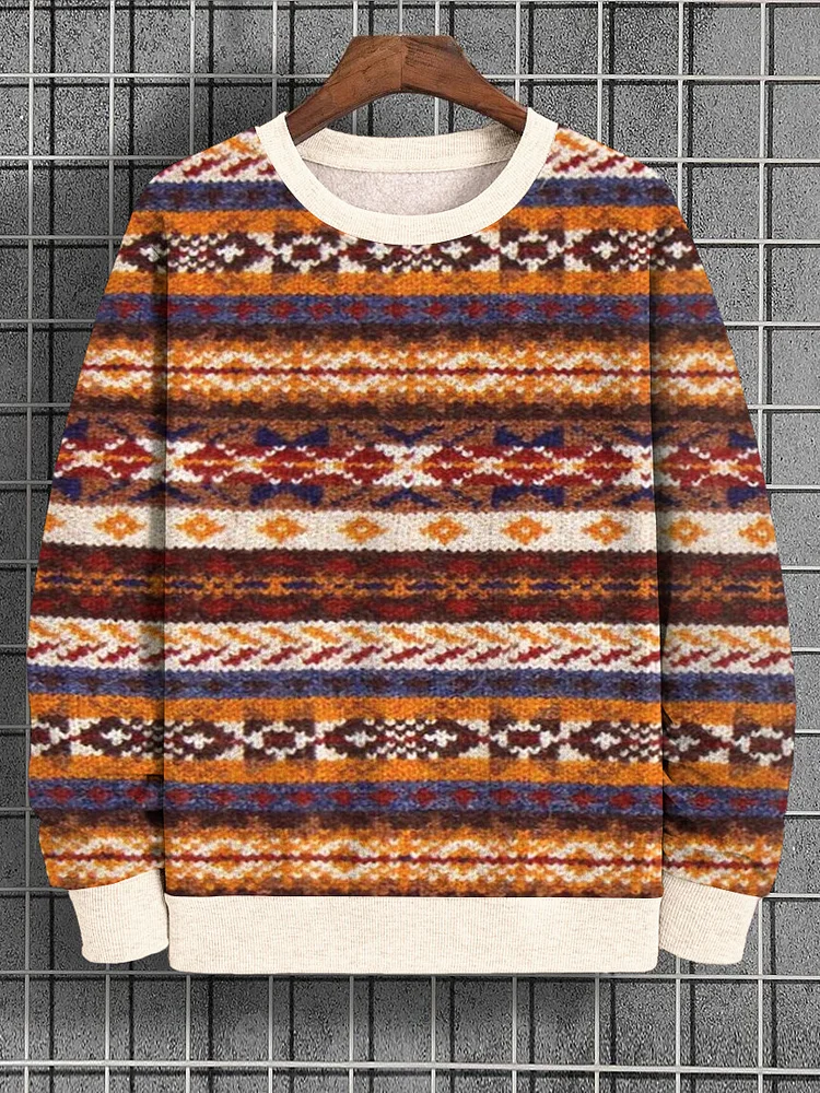 Men's Fair Isle Ethnic Geometric Pattern Art Print Casual Sweatshirt