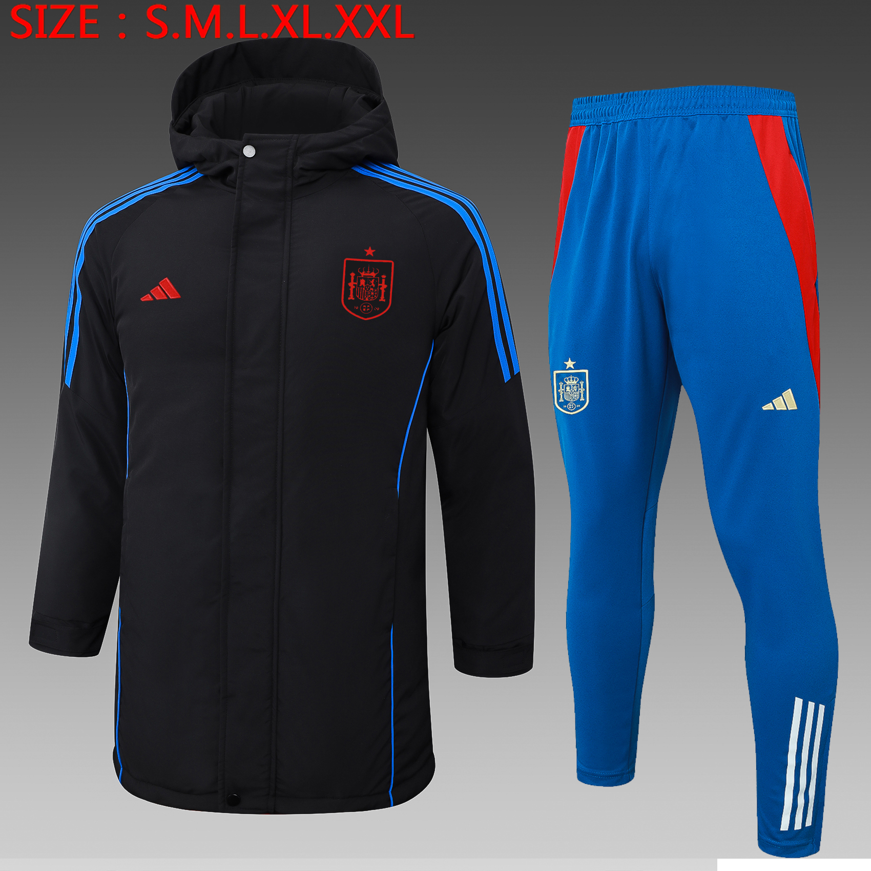2024/2025 Spain Cotton Jacket Black Soccer Jersey 