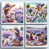 Girl Printed Cross Stitch Kit 40x40cm DIY 11CT Embroidery Craft Set Home Decor
