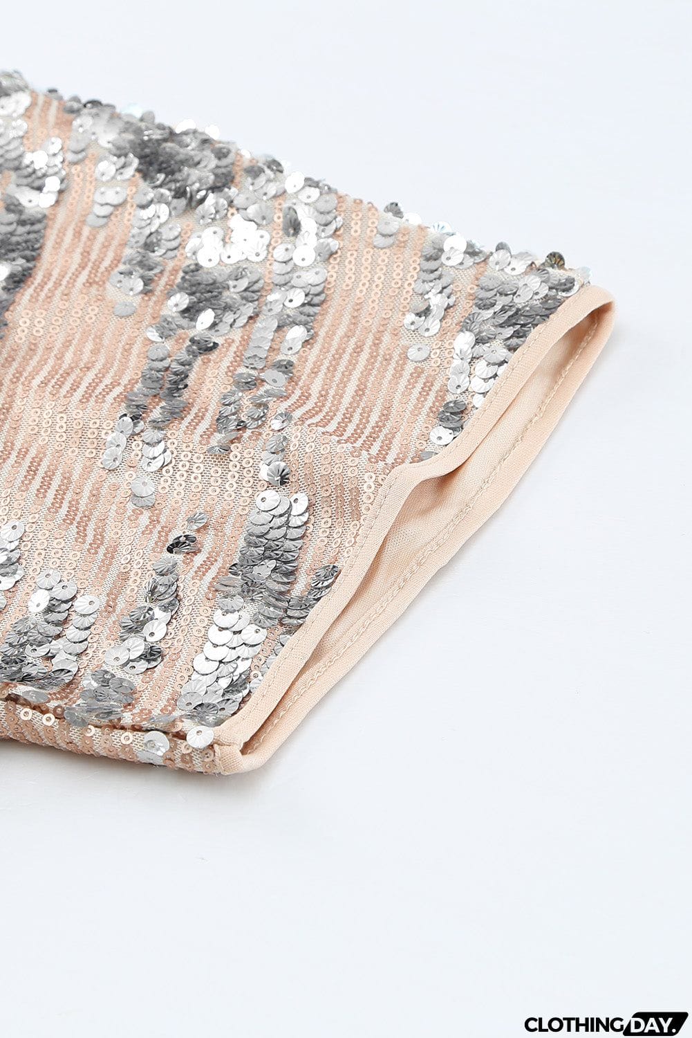 Apricot Sequin Batwing Top Midi Dress