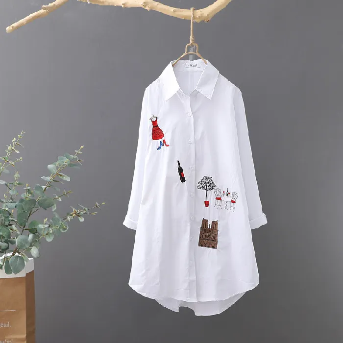 2025 Spring/Autumn New Art Embroidery Base Layer Blouse for Women