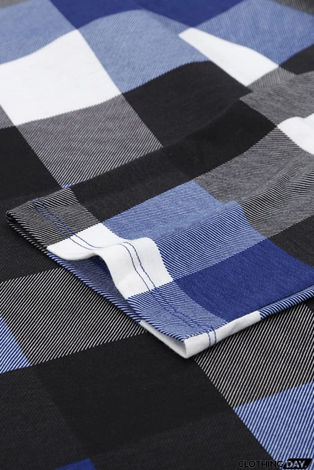 Contrast Plaid V Neck Long Sleeve Top