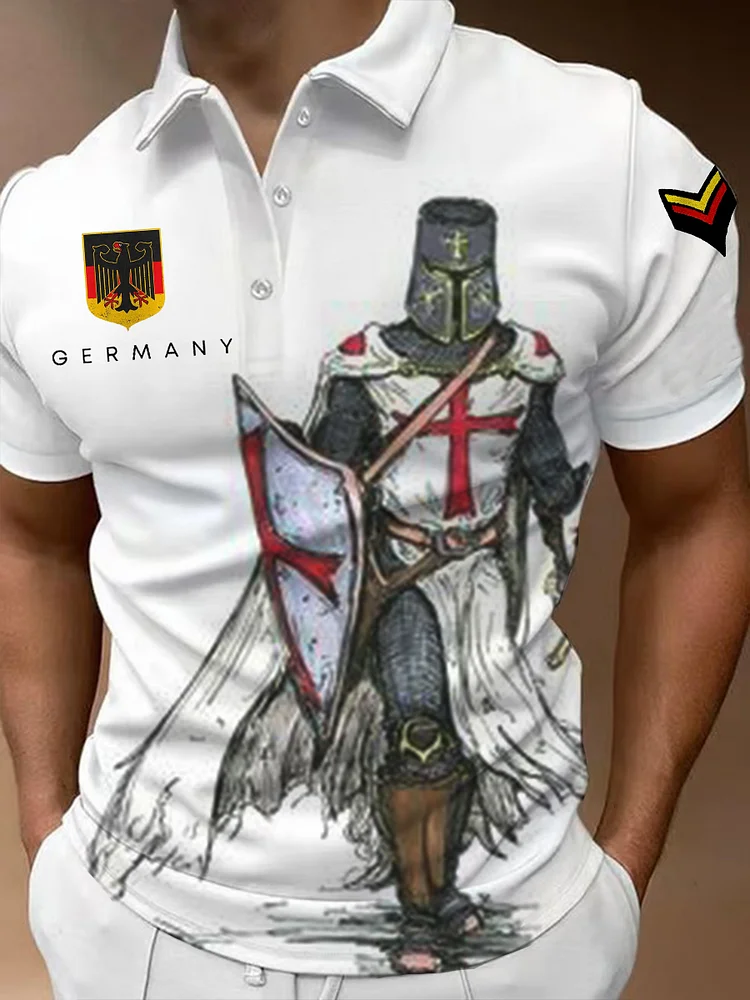 Men's German Iron Cross Knight Print Hemd und Shorts Shirt