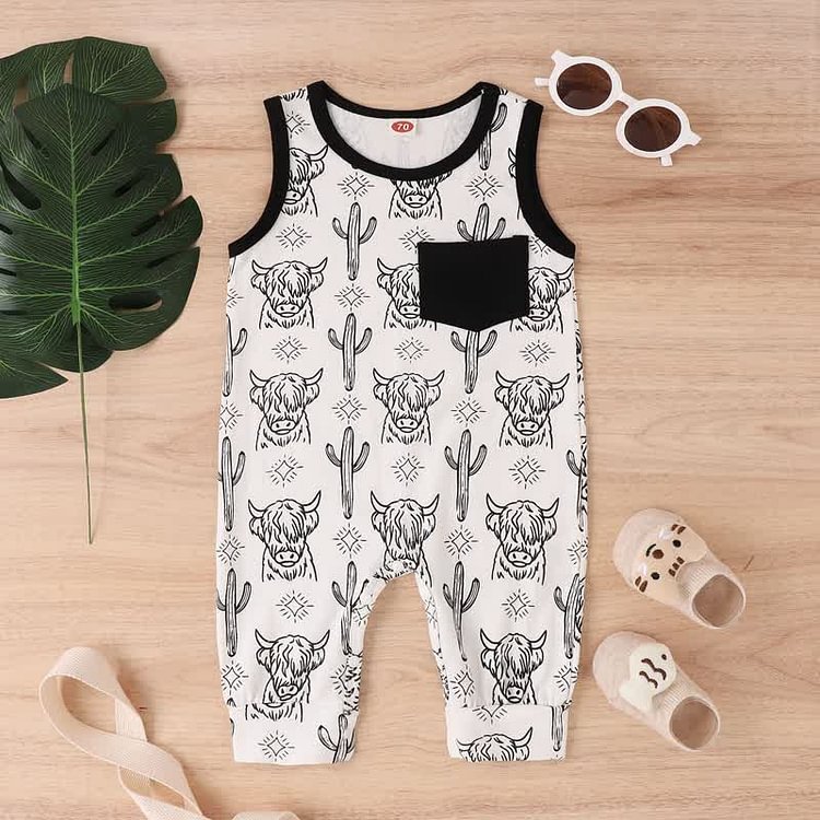 Baby Cattle Cactus Sleeveless Romper