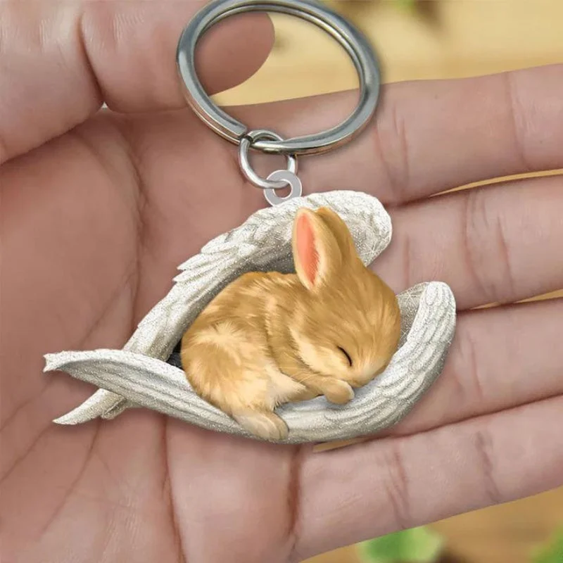 VigorDaily Sleeping Angel Acrylic Keychain Rabbit SA244