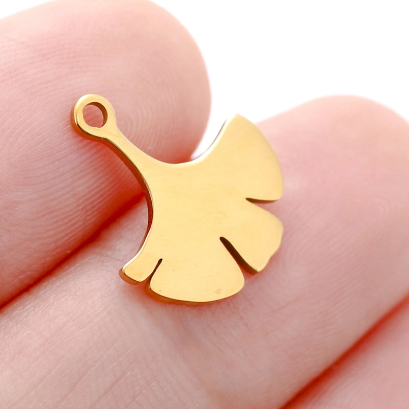 5 PCS/Package 304 Stainless Steel Leaf Four Leaf Clover Ginkgo Leaf Pendant Jewelry Accessories