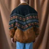 Mens Vintage Suede Patchwork Polar Fleece Jacket by Inlyline
