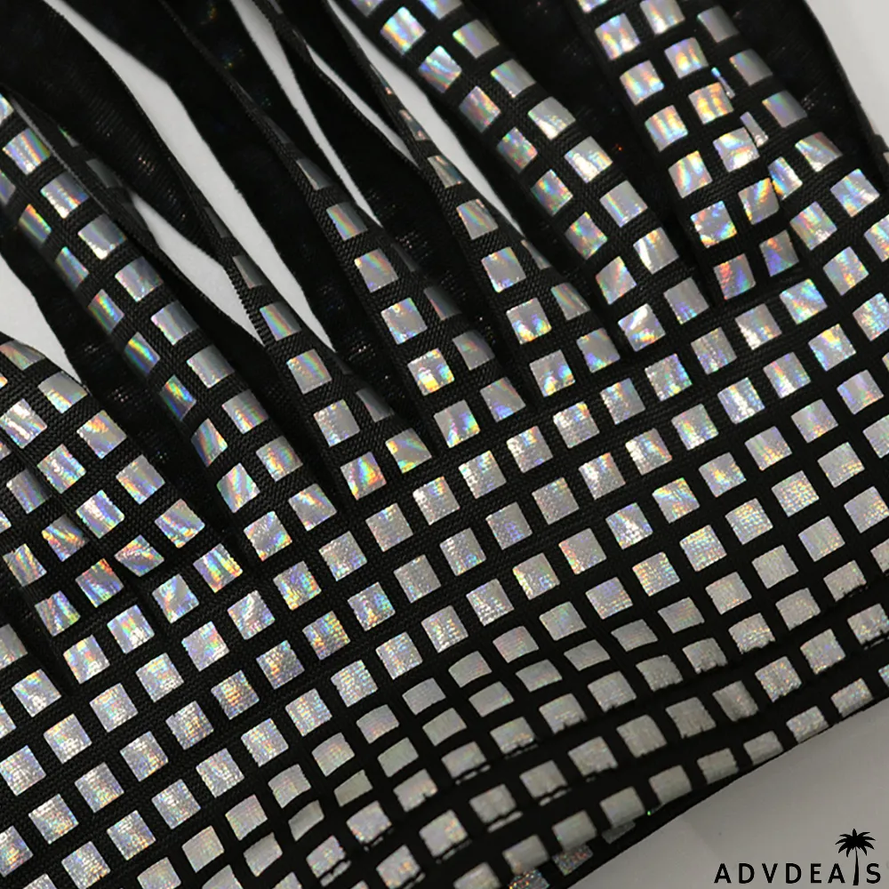 Hot Drilling V Neck Halter Romper+Tassel Skirt 2 Piece Sets