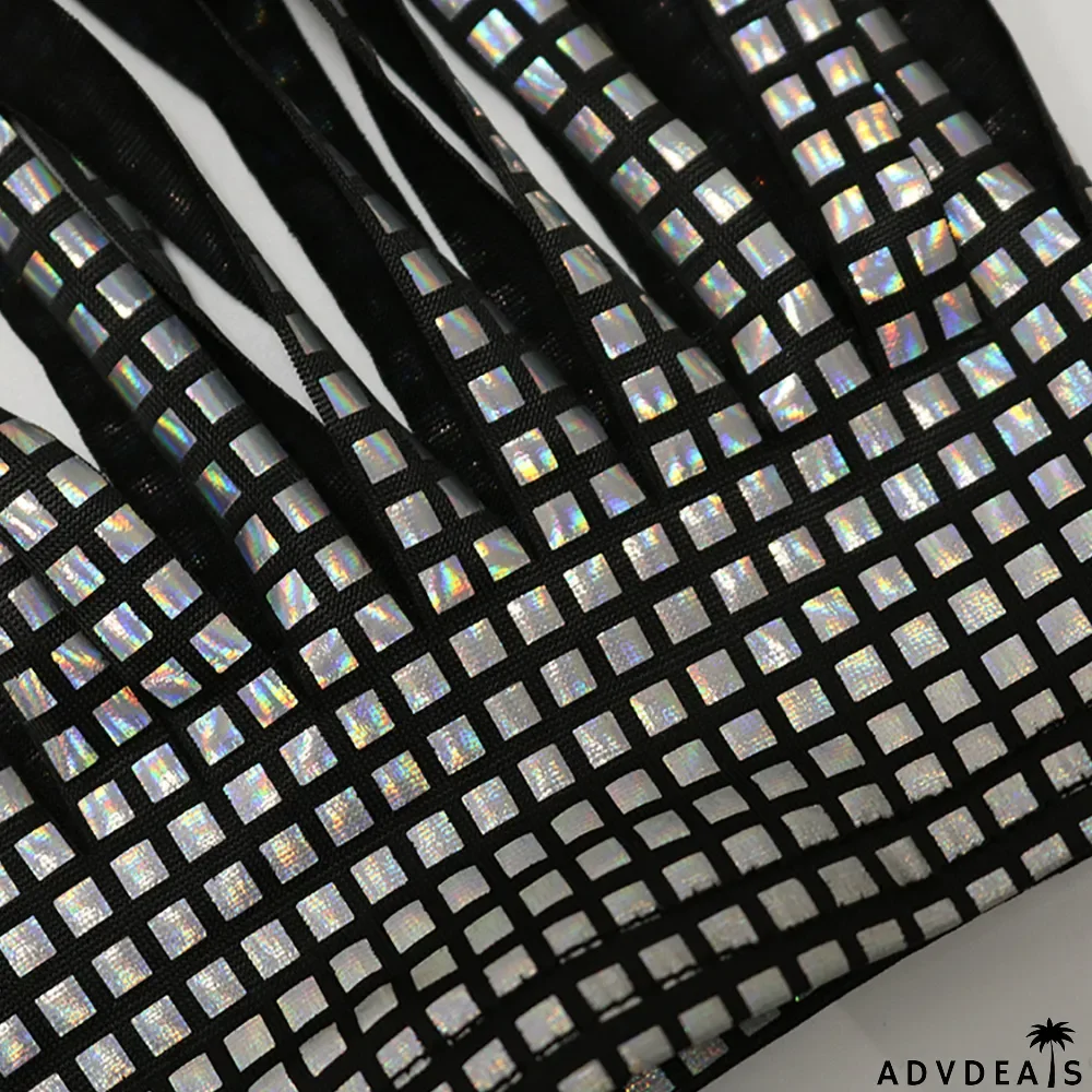 Hot Drilling V Neck Halter Romper+Tassel Skirt 2 Piece Sets