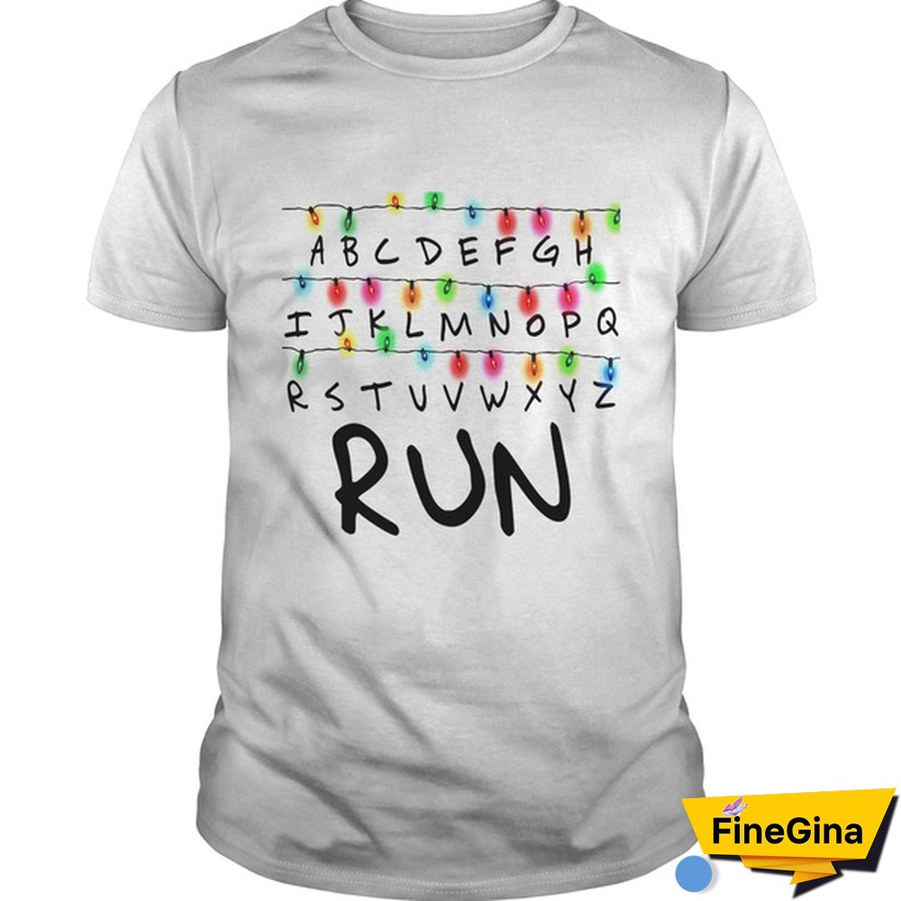 Christmas Lights Alphabet Stranger Thing Run Shirt
