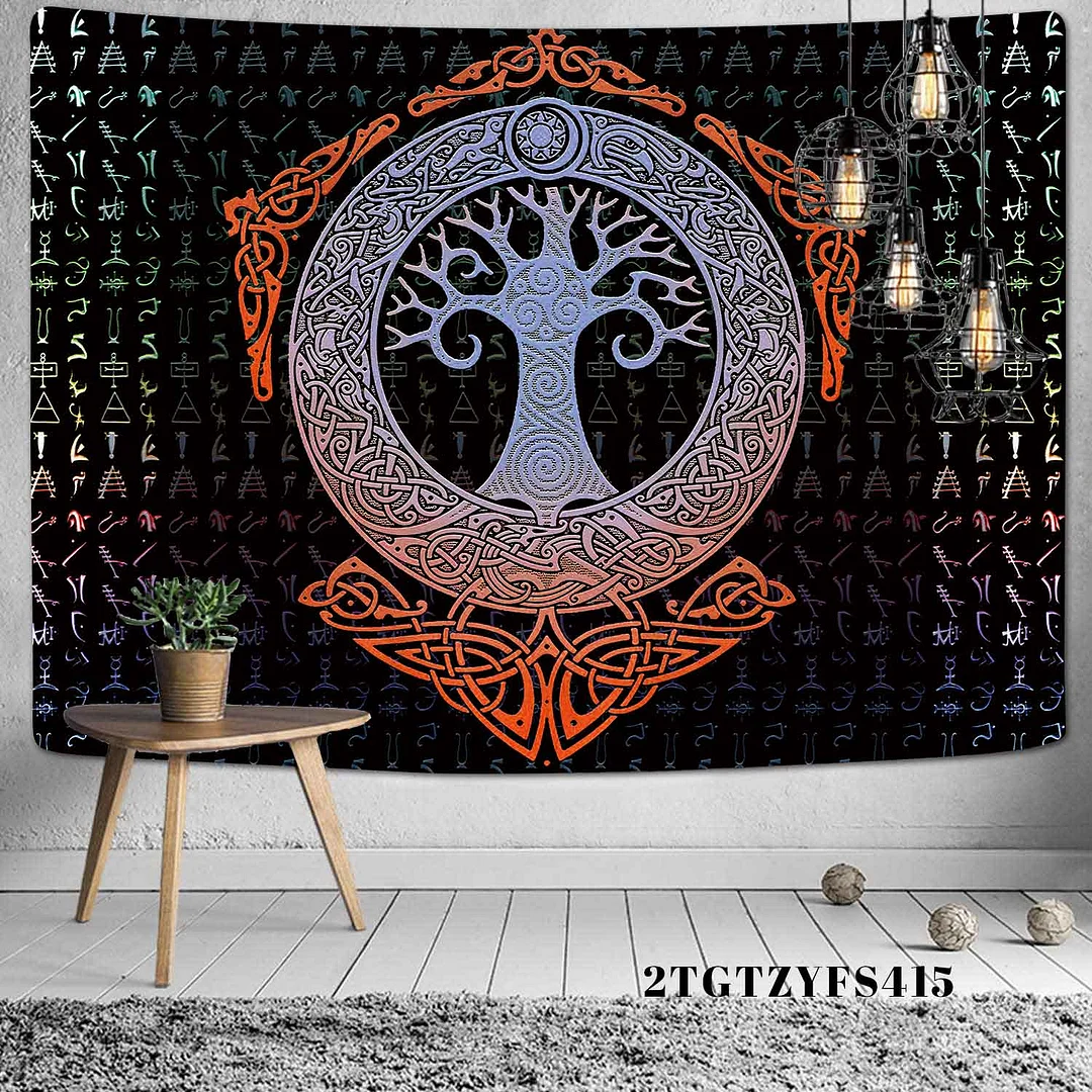 Mysterious Symbol Viking Tapestry Home Decor Bohemian Psychedelic Scene Yoga Mat Hippie Sheet Sofa Blanket Dragon Skull Tapestry