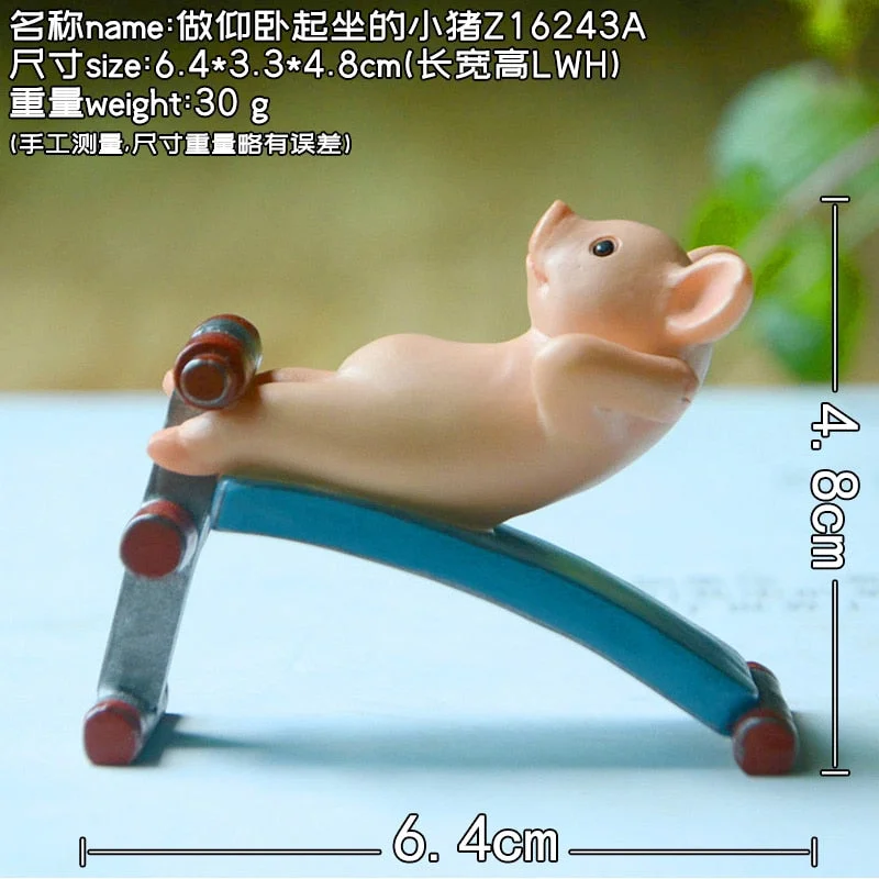Creative Sports Pig Ornaments Exercising Simulation Animal Figurine Cute Doll Decorations Hand-made Birthday Gifts Resin Craft