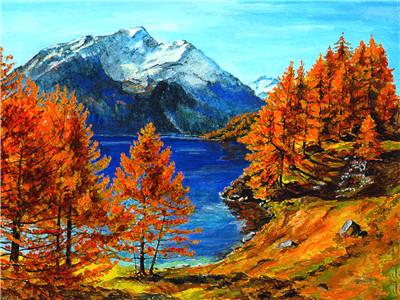 

Mountain Fall Lake Scenery – Paint By Numbers - 40*50CM, 501 Original