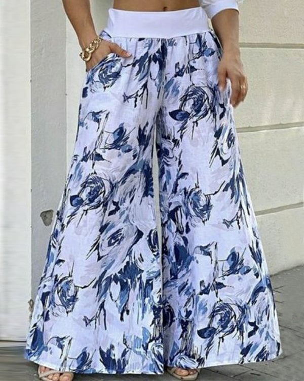 Loose Printed Casual Wide Leg Pants