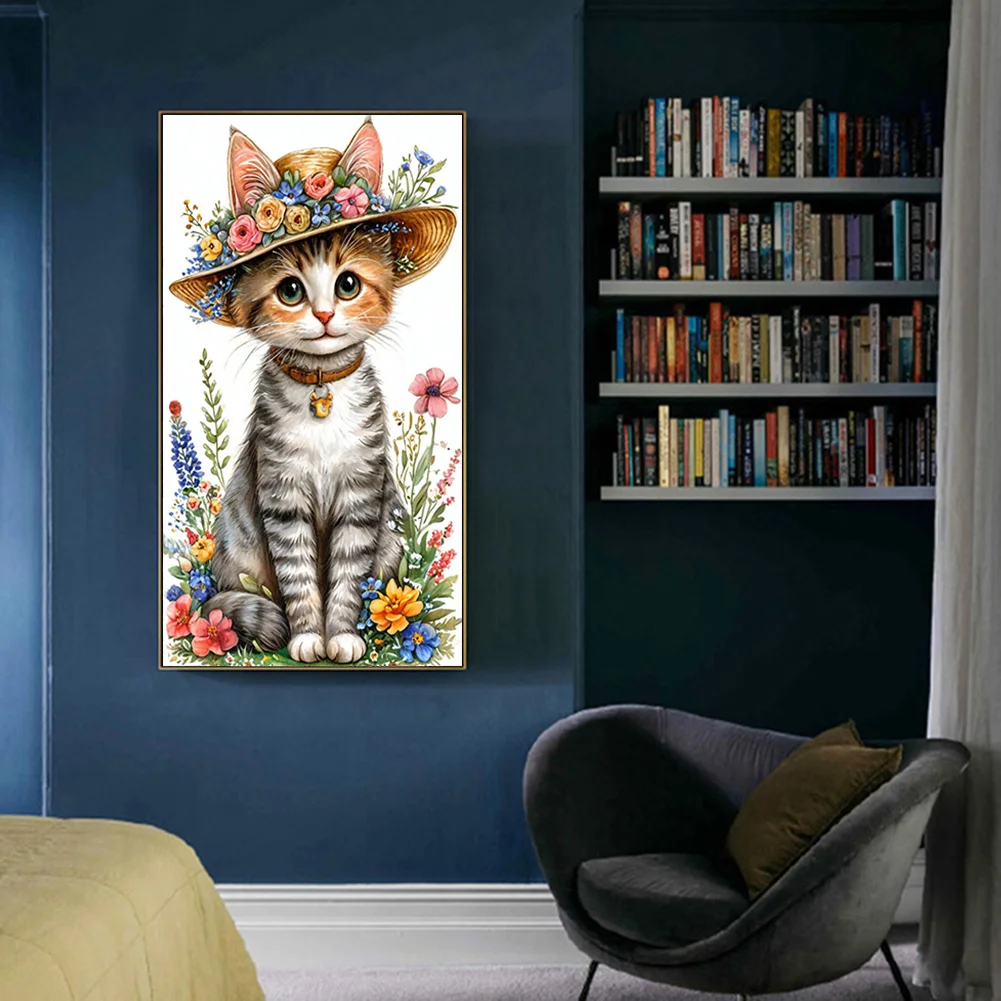 Diamond Painting - Full Round Drill - Flower Cat(Canvas|30*50cm)
