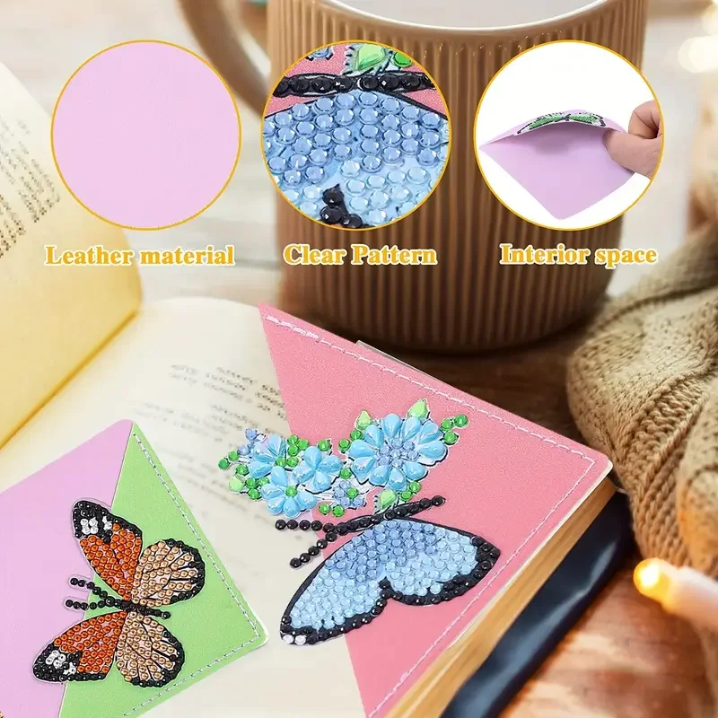 6pcs Butterfly DIY Page Book Marks Handmade 5D Triangle for Beginner Adults Kids