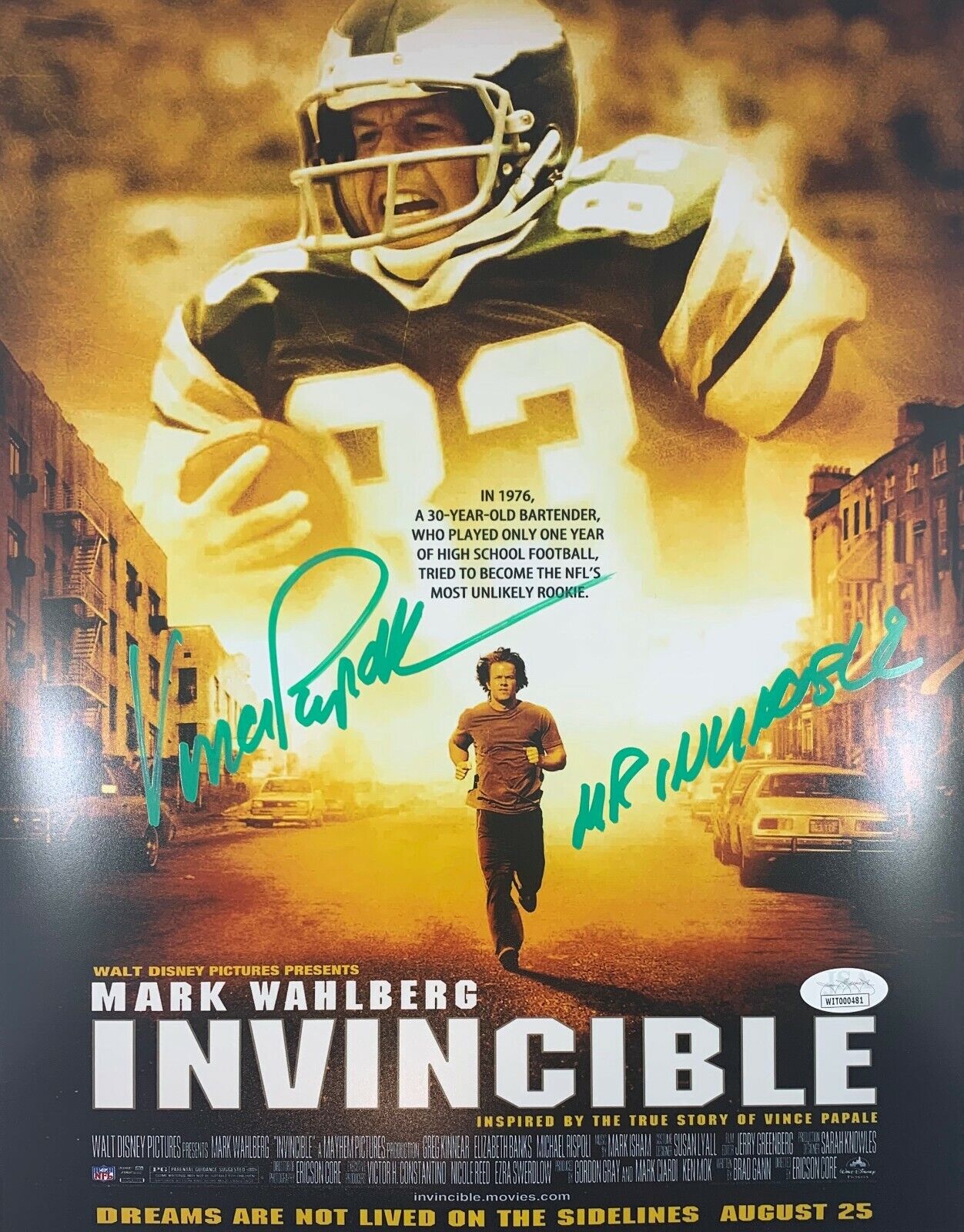 Vince Papale autographed signed inscribed 11x14 NFL Philadelphia Eagles JSA COA