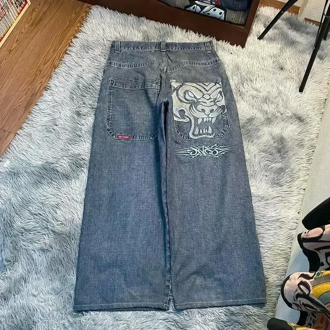 Uveng Year's Popular Style JNCO Graphics Jeans Y2K Hip-Hop Loose Jeans For Men And Women Harajuku
