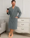 Men&rsquo;s Soft Cotton Blend Robe Knit Bathrobe with Adjustable Waist Tie Loungewear for Home Gift