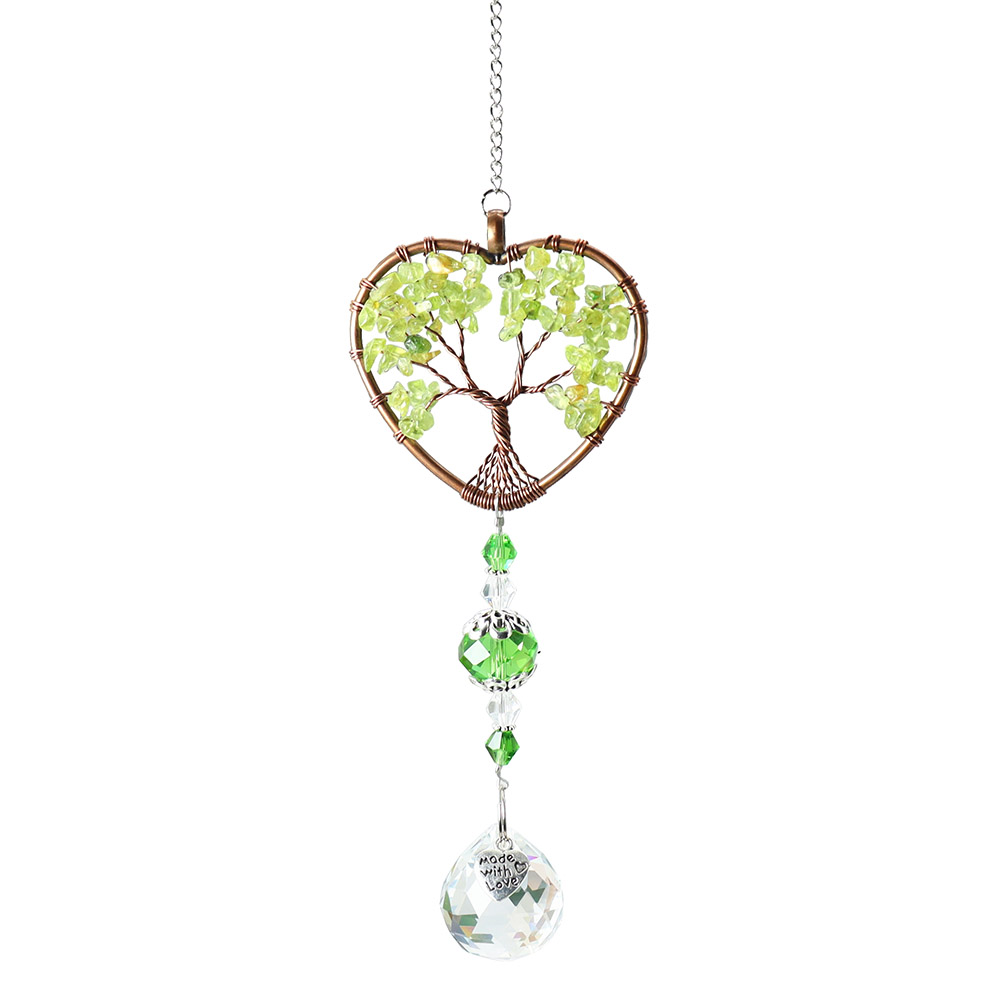Crystal Heart Life Tree Pendant Hanging Drops Outdoor Garden Decorations