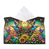 (24cm)Diamond Art Tissue Box Cover DIY PU Desktop(Flowers and Butterflies)