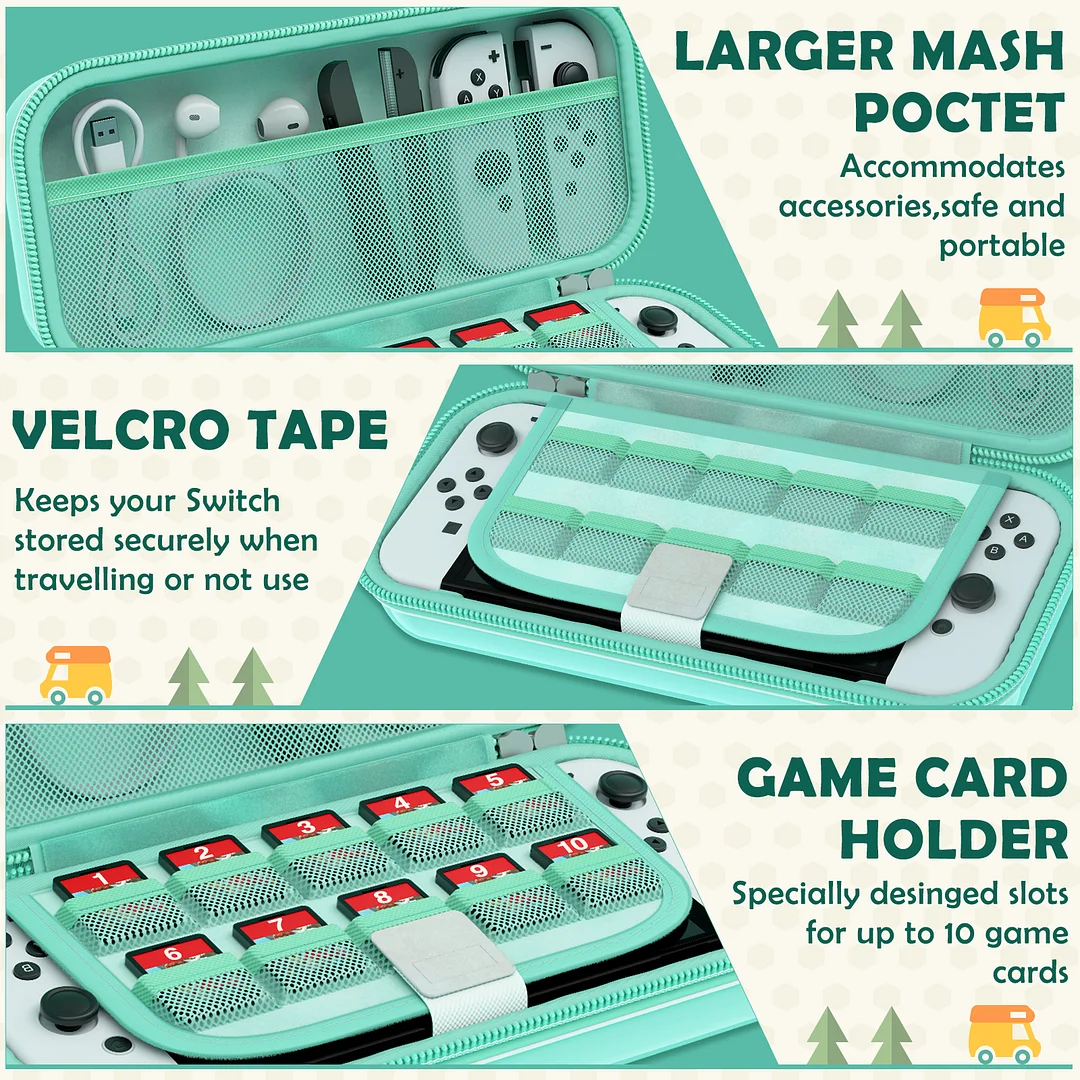 DinoFire For Switch OLED Accssories Case For Nintendo Switch OLED Console Carrying Bag Protective Hard Carry Storage Bag-Light Blue