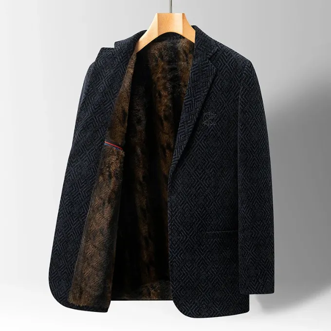 Men's Wool Coat &ndash; Faux-Fur Lined Tailored Winter Coat &ndash; view 2