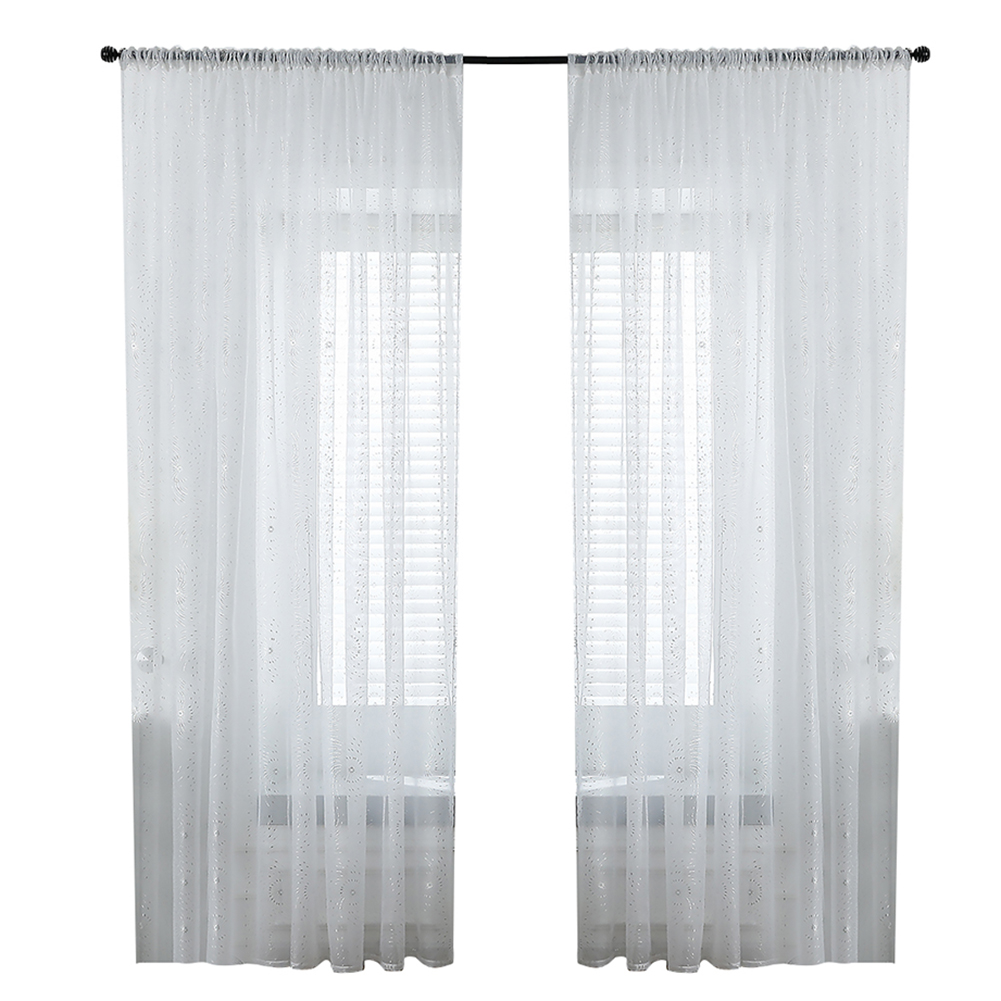 

White Fireworks Window Tulle Screening Voile Silver Pressed Curtains (1x2m, 501 Original