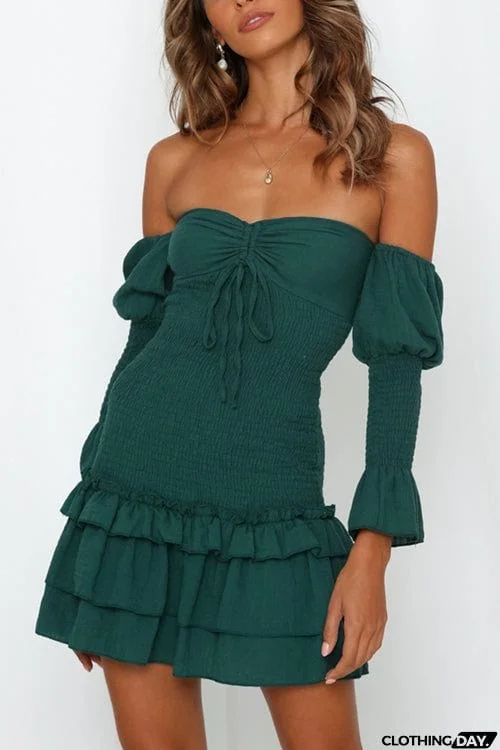 Fashion One Shoulder Long Sleeve Dress