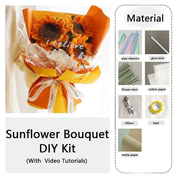 DIY Pipe Cleaners Kit - Sunflower Bouquet - Sunflower Type A