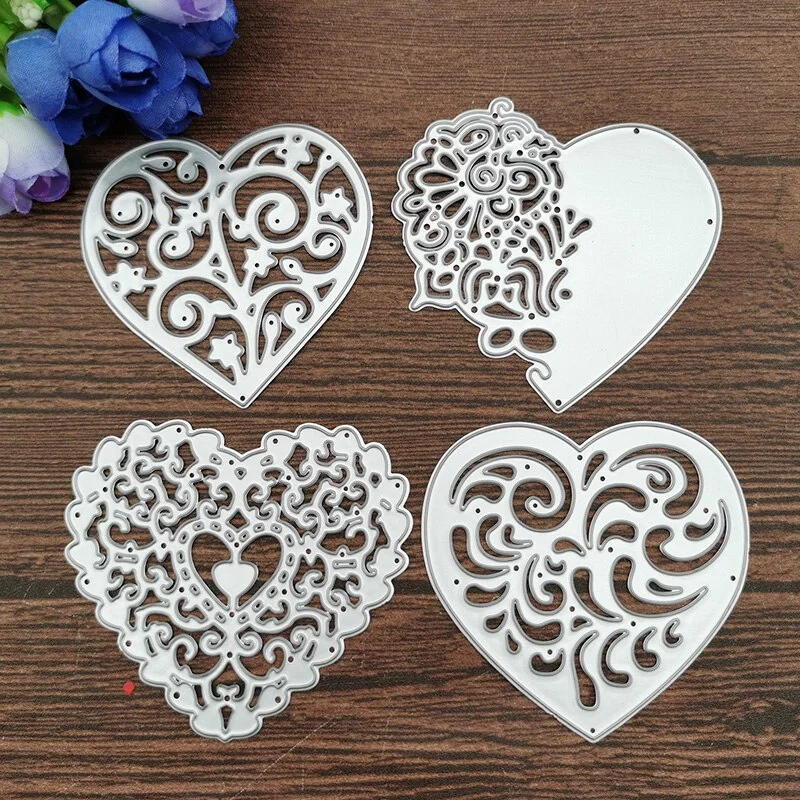 4pcs/set Lace Love Metal Cutting Dies Stencils For DIY Scrapbooking Decorative Embossing Handcraft Die Cutting Template