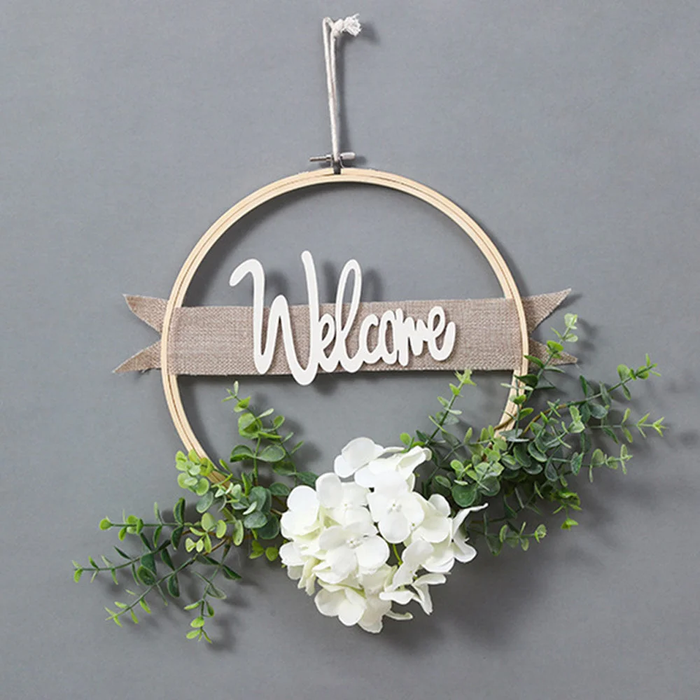 Simulation Eucalyptus Leaf Bamboo Circle Festive Decoration Garland