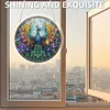 (18.5cm)DIY Acrylic Jigsaw Puzzle Window Hanging with Hanging Chain DIY Stained Glass Decoration Round Window Puzzle Decor for DIY Craft Project (Peacock)