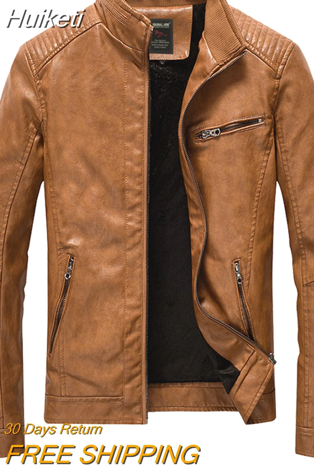 Huiketi Mens PU Leather Jacket Fleece and Thicken Male Coats Motorcycle Clothing Men Warm Mens Streetwear Pilot Leather Jacket