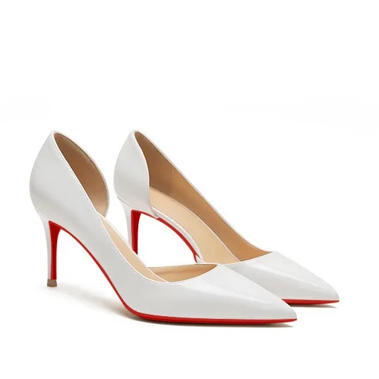 60mm Women's Side Cut-out Closed Pointed Toe Party Daily Red Bottom Pumps-vocosishoes