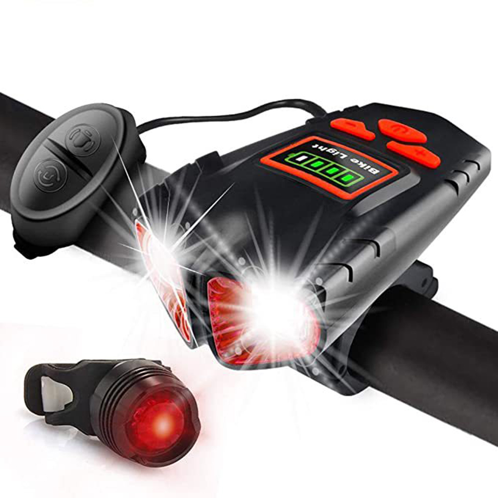 

Mountain Bicycle Headlight Taillight Set USB Rechargeable Lights with Horn, 501 Original