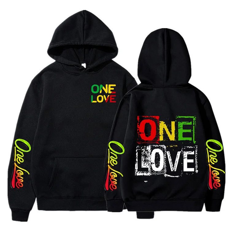 Rap Bob Marley Hoodies one Love Hip Hop Print Sweatshirts Loose Oversized Hoodie at Hiphopee