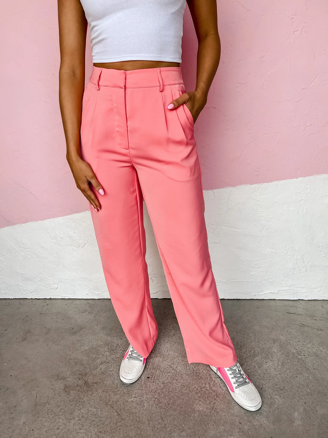 Lucy Twill Pant-Sunkist Coral
