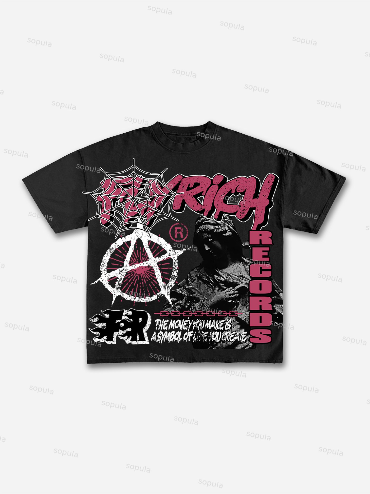 Y2k Vintage Flyrich 2019 World Graphic Cotton T-Shirt