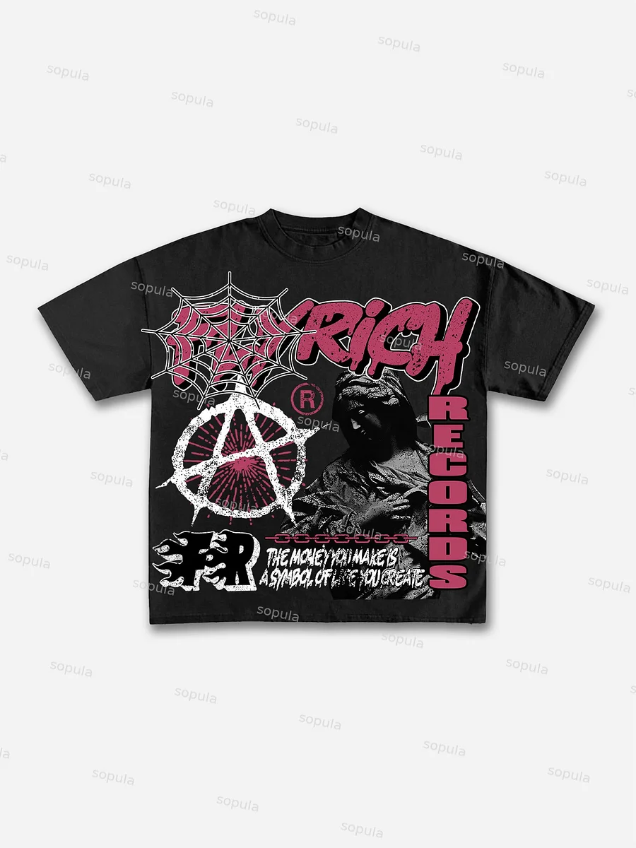 Y2K Vintage FlyRich 2019 World Graphic Cotton T-Shirt