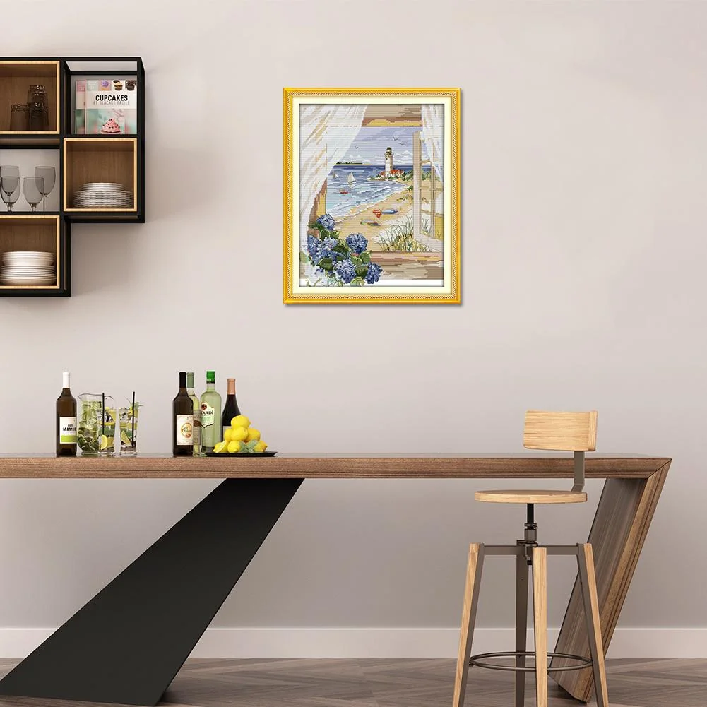 14ct Stamped Cross Stitch - Sea View(40*33cm)