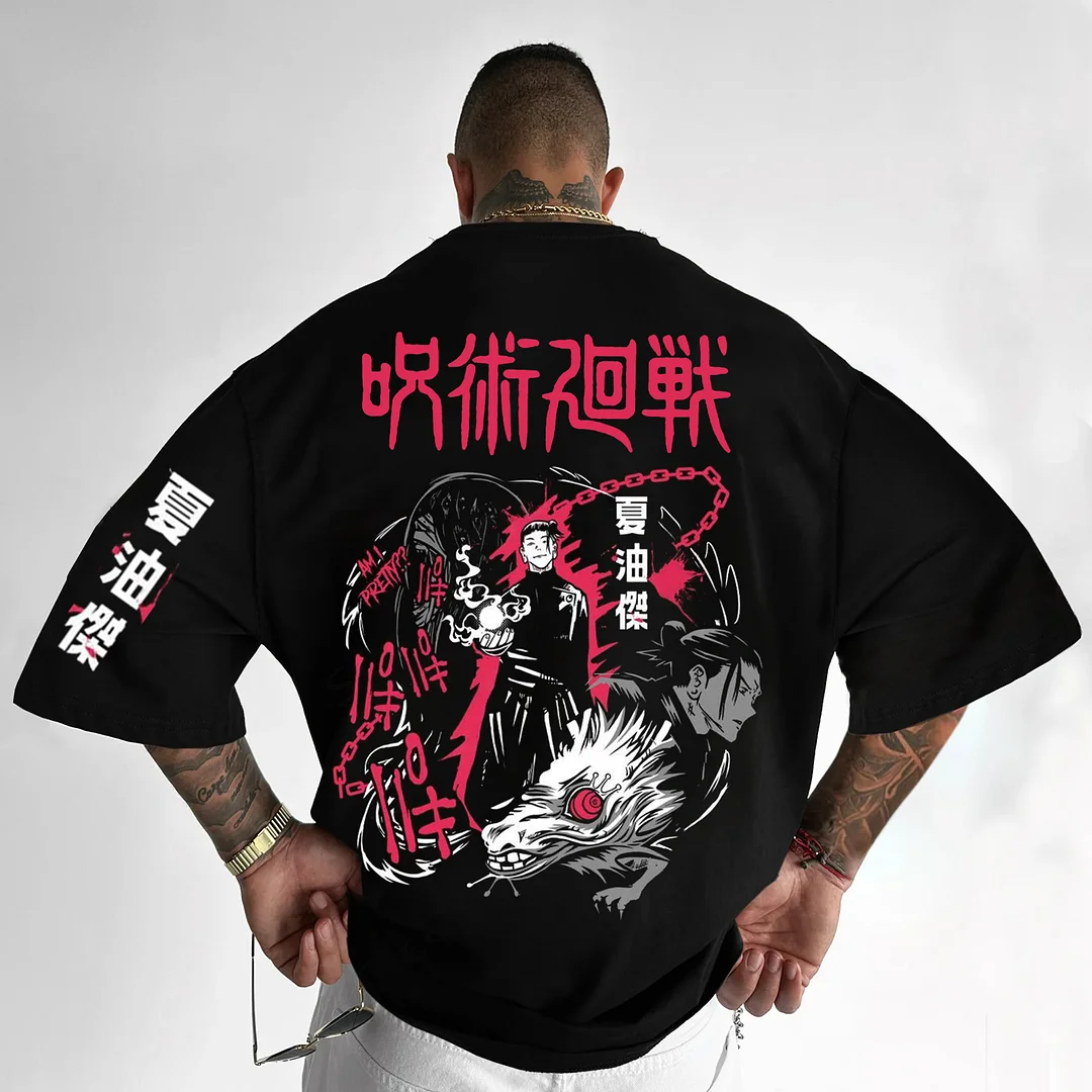 Outletsltd Oversized Casual Jujutsu Kaisen Print T-shirt