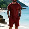 Men's Casual Vacation Polo Shirt And Shorts Set by Inlyline