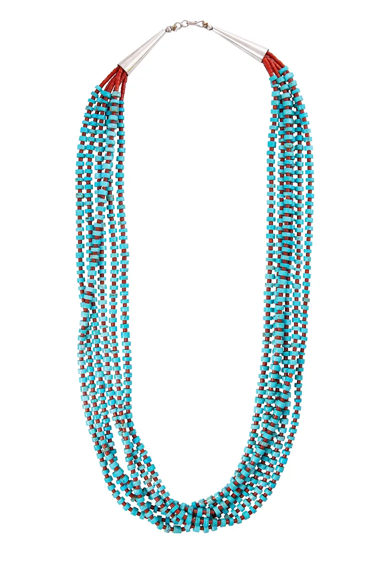Necklace, Natural Stone, Nugget, Turquoise, Vintage, 1173