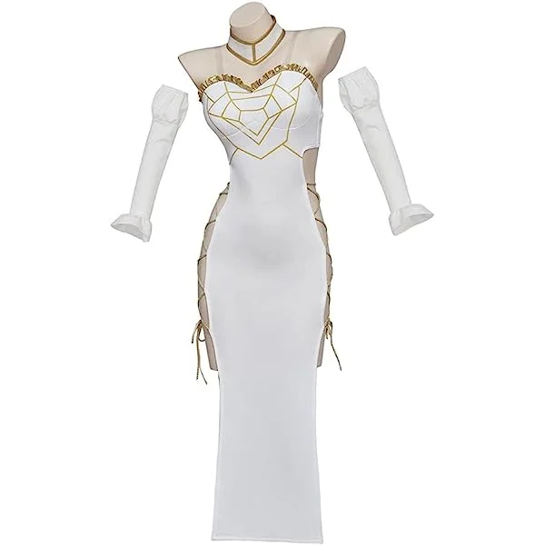 Overlord Albedo Cosplay Costume Womens Sexy Hollow Out Dress Lace Up Bodycon Dress Halloween Outfits