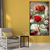 Stained Glass Red Flowers 30*40cm(canvas) full round drill diamond painting