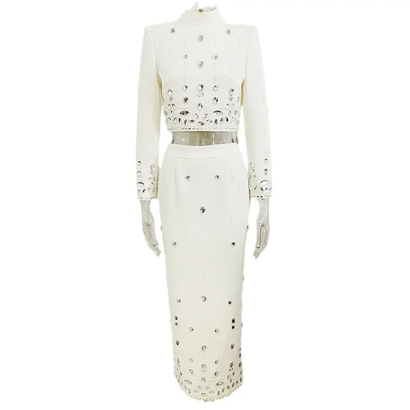 Nigikala Nigikala Star Fashion New Heavy Industry Nails Studded Short Top Dress Suit Two Sets