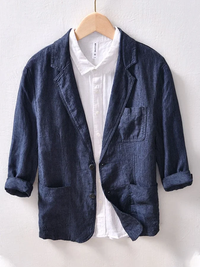 Men's Business Casual Cotton And Linen Suit Jacket 