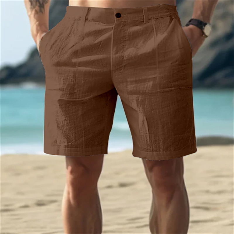 2025 Men's Linen Fashion Beach Breathable Straight Casual Shorts